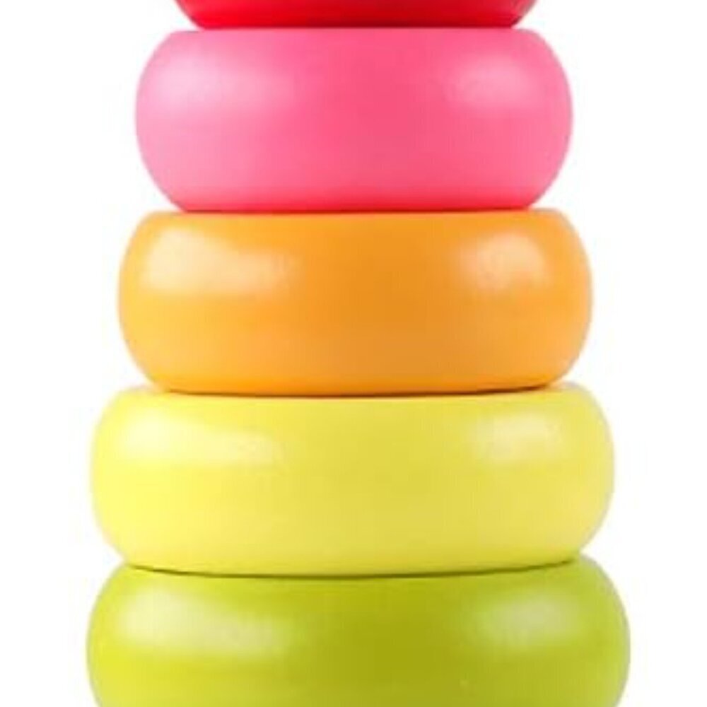 Stacking Rings Toy Wooden Rainbow Stacker Toddler Learning Toys for 18 Months 2